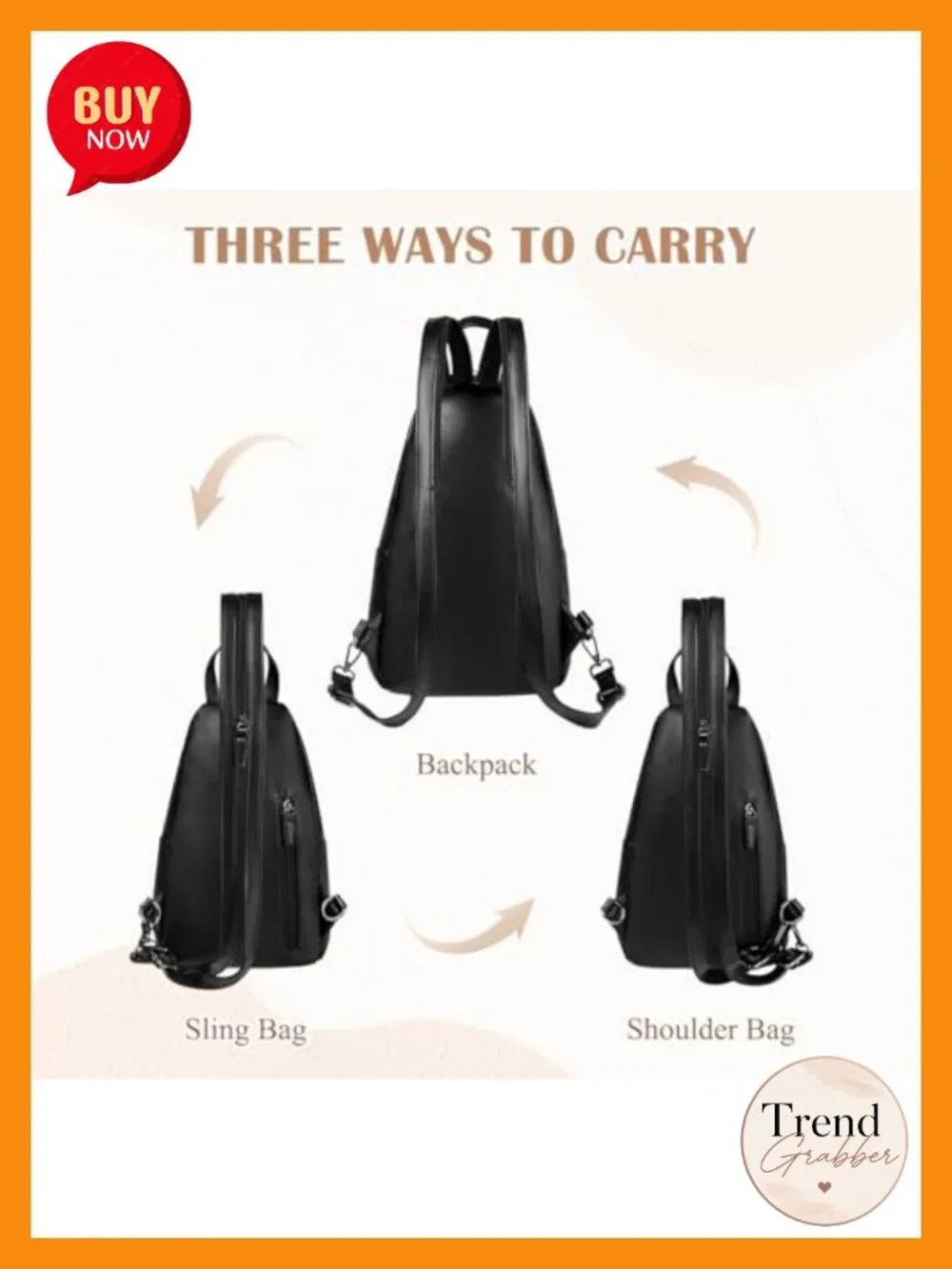 Faux Leather Convertible Backpack Purse Anti Theft Sling Bag Women Travel